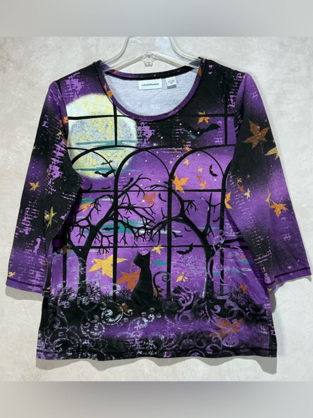 i.b. Diffusion Halloween Gothic Cat Top Purple M